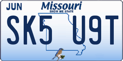 MO license plate SK5U9T