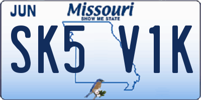 MO license plate SK5V1K