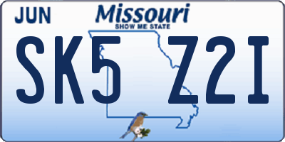 MO license plate SK5Z2I