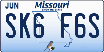 MO license plate SK6F6S