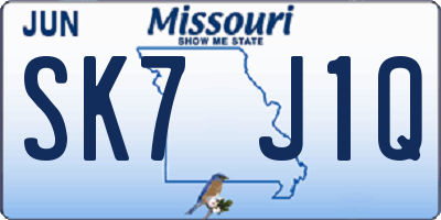 MO license plate SK7J1Q