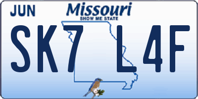 MO license plate SK7L4F