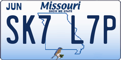 MO license plate SK7L7P