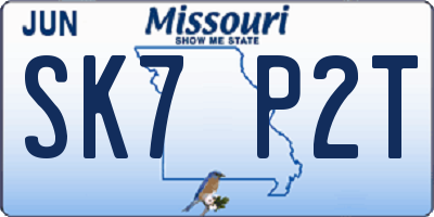 MO license plate SK7P2T