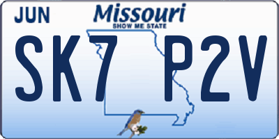 MO license plate SK7P2V