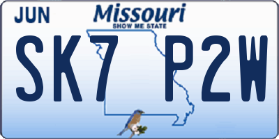 MO license plate SK7P2W