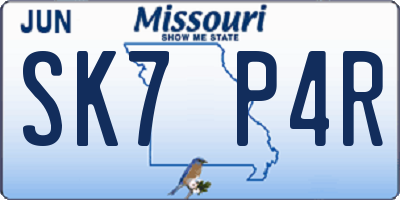 MO license plate SK7P4R