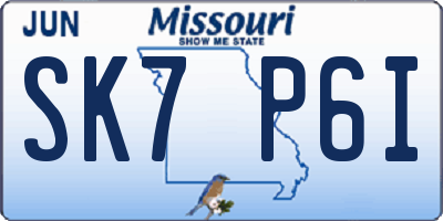MO license plate SK7P6I