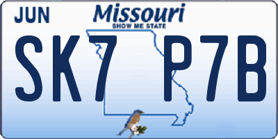 MO license plate SK7P7B