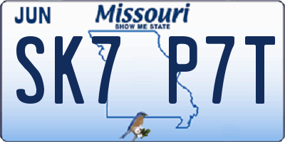 MO license plate SK7P7T