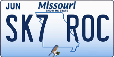 MO license plate SK7R0C
