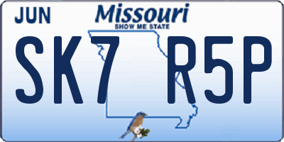 MO license plate SK7R5P