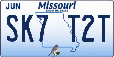 MO license plate SK7T2T