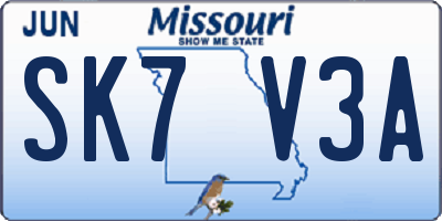 MO license plate SK7V3A