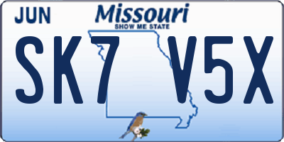 MO license plate SK7V5X