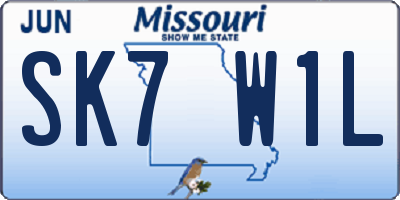 MO license plate SK7W1L