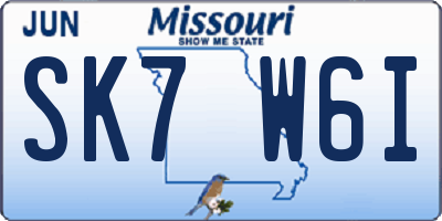 MO license plate SK7W6I