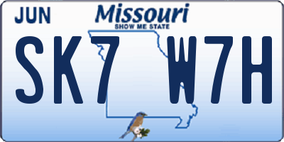 MO license plate SK7W7H