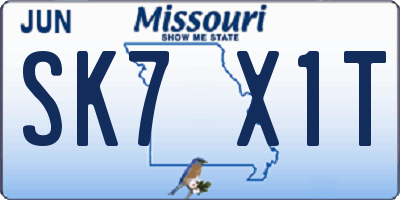 MO license plate SK7X1T