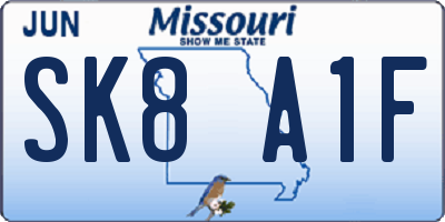 MO license plate SK8A1F