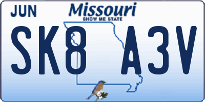 MO license plate SK8A3V