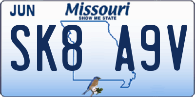 MO license plate SK8A9V