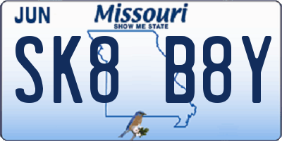 MO license plate SK8B8Y