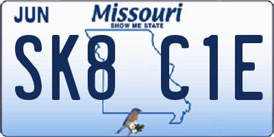 MO license plate SK8C1E