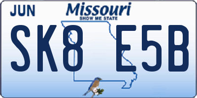 MO license plate SK8E5B