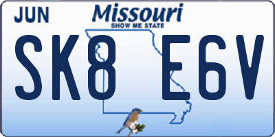 MO license plate SK8E6V