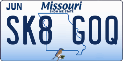 MO license plate SK8G0Q