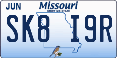 MO license plate SK8I9R