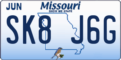 MO license plate SK8J6G