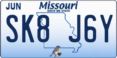 MO license plate SK8J6Y