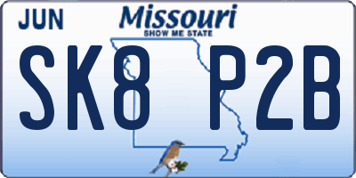 MO license plate SK8P2B
