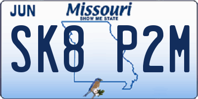 MO license plate SK8P2M