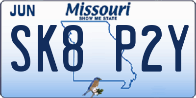 MO license plate SK8P2Y