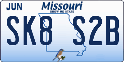 MO license plate SK8S2B