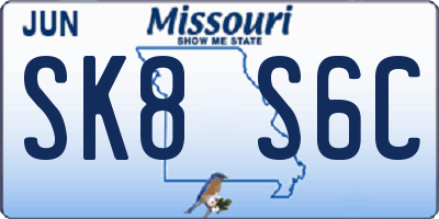 MO license plate SK8S6C