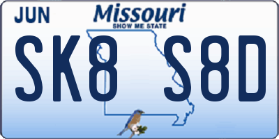 MO license plate SK8S8D