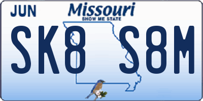 MO license plate SK8S8M