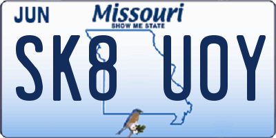 MO license plate SK8U0Y