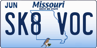 MO license plate SK8V0C