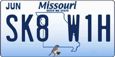 MO license plate SK8W1H