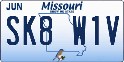 MO license plate SK8W1V