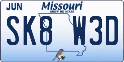 MO license plate SK8W3D