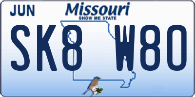MO license plate SK8W8O
