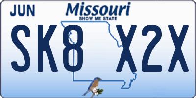 MO license plate SK8X2X