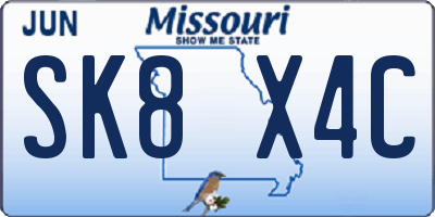 MO license plate SK8X4C
