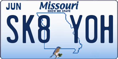 MO license plate SK8Y0H